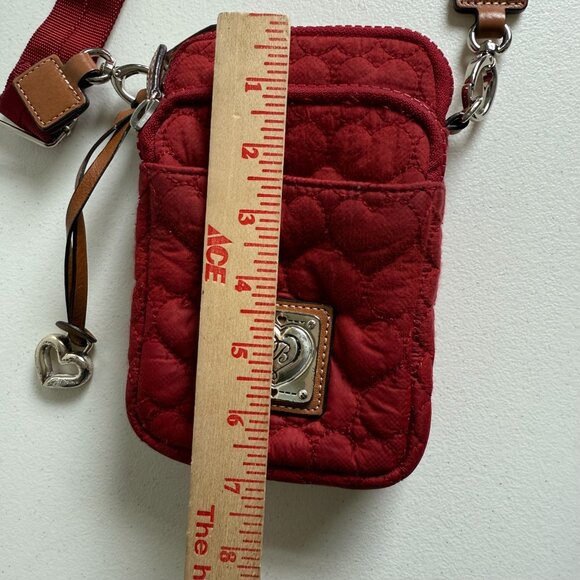 Brighton Quilted Crossbody Mini Bag Adjustable Strap Heart Charm Front Pocket - Picture 10 of 13